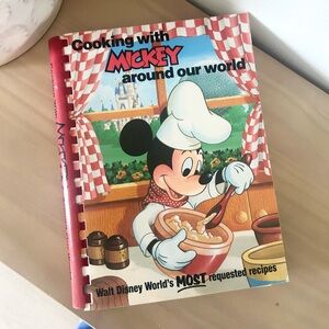 Vintage 1986 Disney Cooking with Mickey Around Our World Spiral Cookbook
